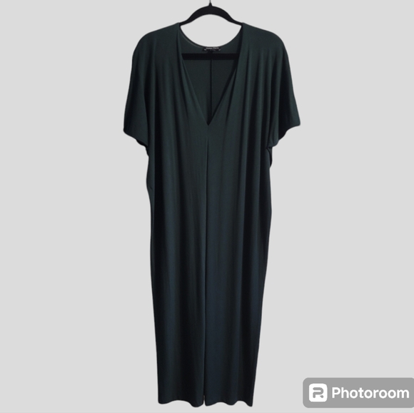 Universal Standard Teresa Dress Small Green Liquid Jersey V-Neck Kaftan Lounge - Picture 1 of 10